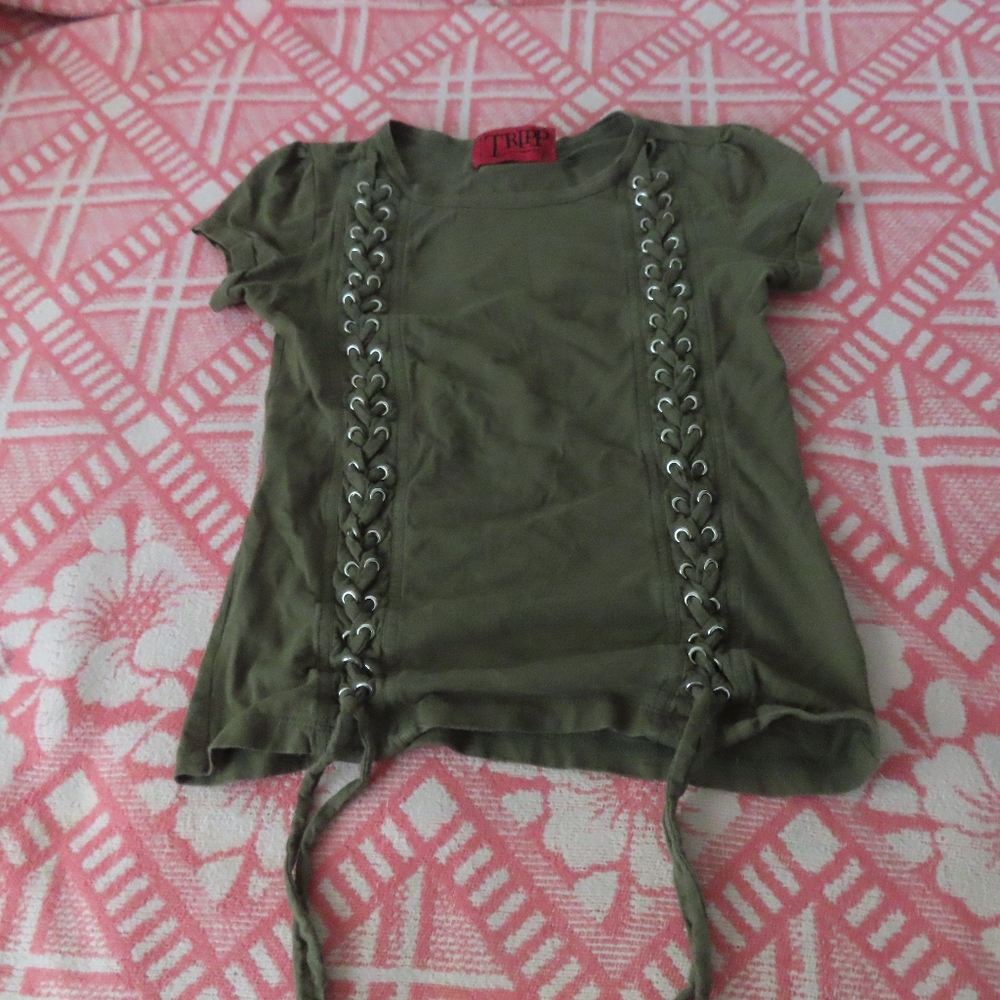 daang goodman tripp nyc green top laceup shirt no size